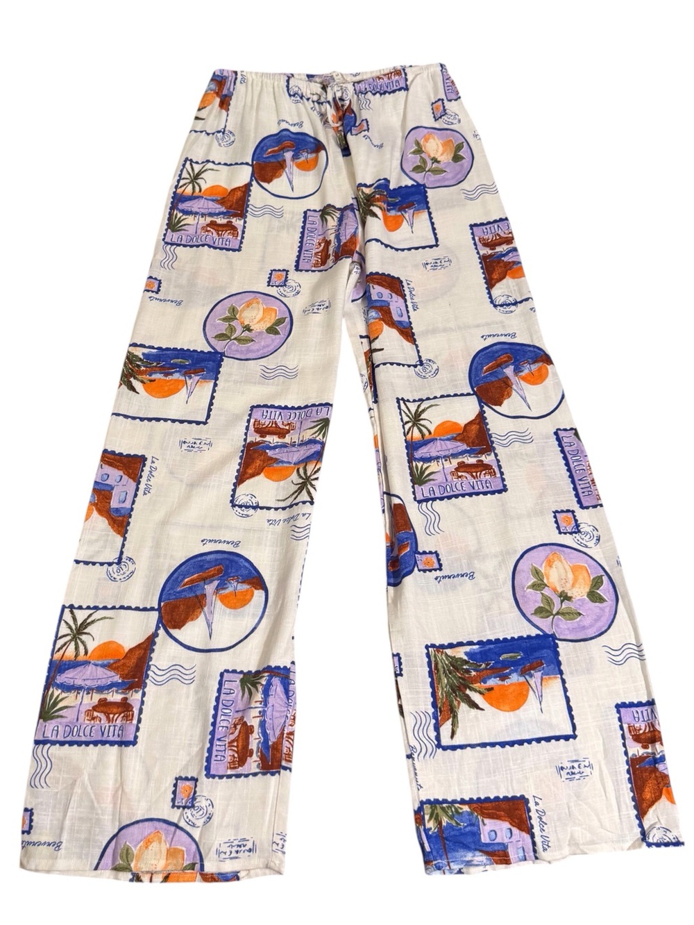 Label Of Love La Dolce Vita Pants Medium Vacation Beach Boho Linen Blend